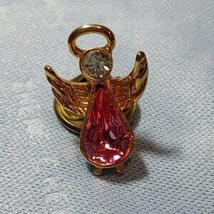 Gold Plated Birthstone Angel Wing Lapel Pin